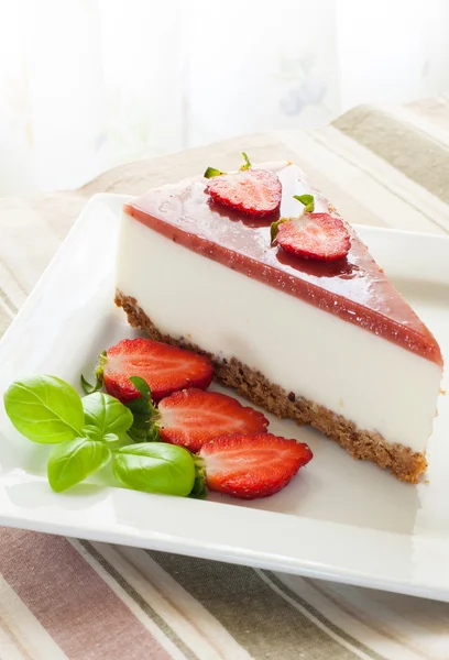 草莓芝士蛋糕 — 图库照片