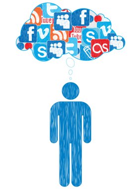 Icon of social networks a person's thoughts clipart