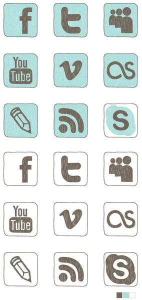 Ikone der sozialen Medien — Stockvektor