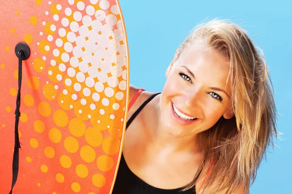 Happy surfer beautiful teen girl — Stock Photo, Image