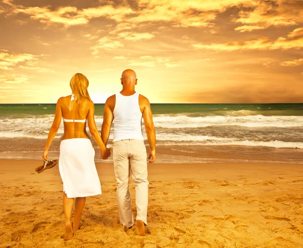 stock image Happy couple on the beach