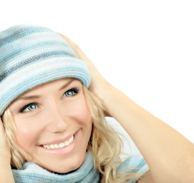 Cute girl wearing winter hat clipart