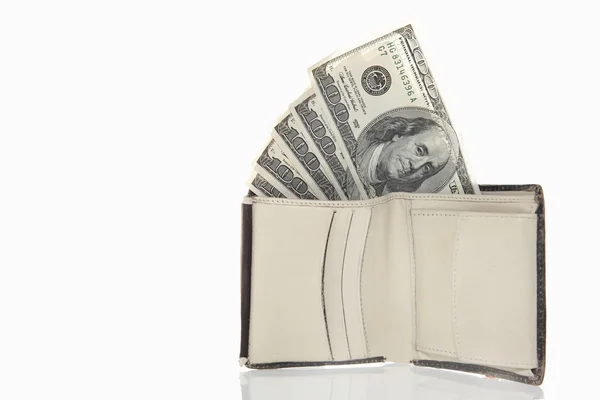 Hundert-Dollar-Scheine im Portemonnaie — Stockfoto