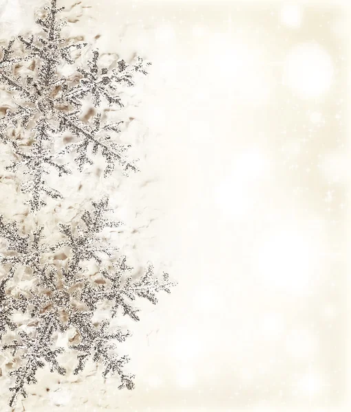 Copo de nieve borde decorativo beige —  Fotos de Stock