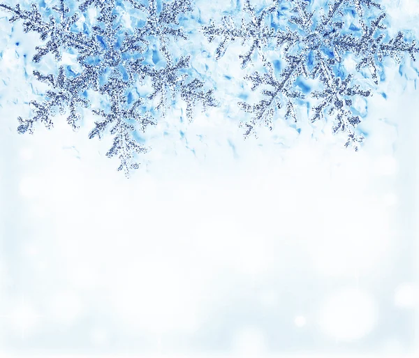 Fiocco di neve bordo decorativo blu — Foto Stock