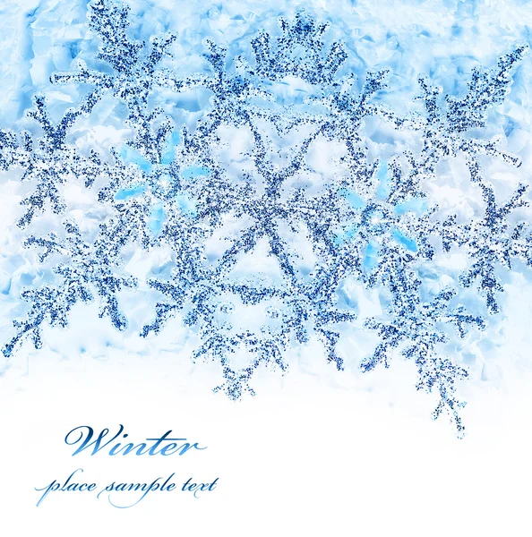 Floco de neve azul borda decorativa — Fotografia de Stock