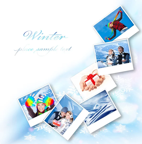 Colagem de fotos de inverno — Fotografia de Stock
