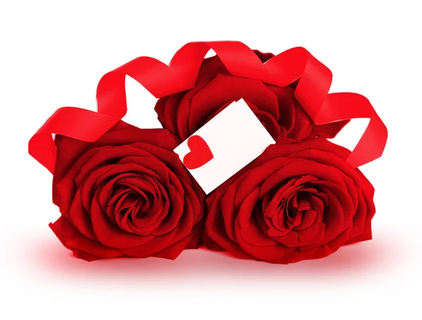 Prázdná karta s růžemi — Stock fotografie