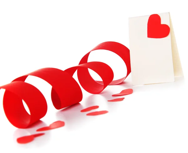 Cartão em branco com coração vermelho — Fotografia de Stock