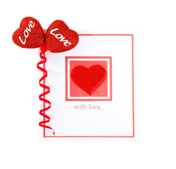 Tarjeta en blanco con corazón rojo — Foto de Stock