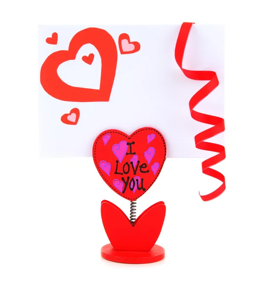 Cartonaș gol cu inimă roșie — Fotografie, imagine de stoc