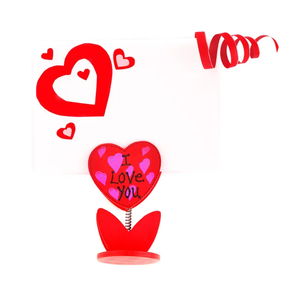 Cartão em branco com coração vermelho — Fotografia de Stock