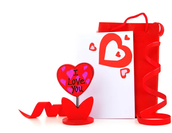 Blank card with red heart — Stock Photo, Image