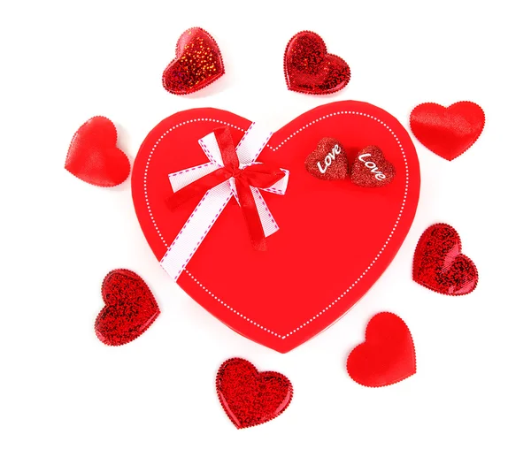 Czerwone serce romantyczny prezent — Zdjęcie stockowe