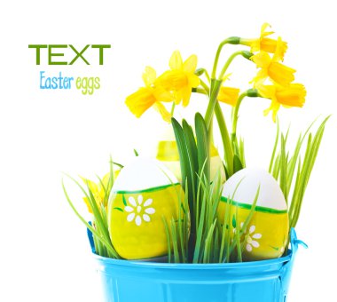 Easter eggs with flowers clipart