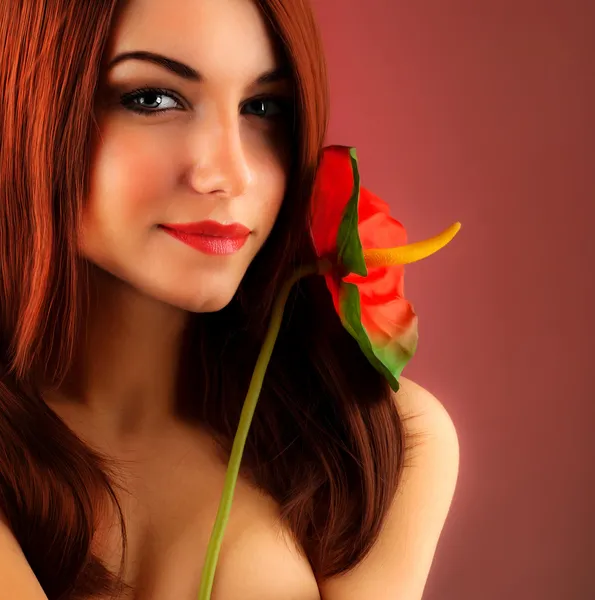 Sexy červené vlasy žena — Stock fotografie