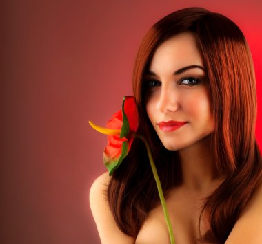 Sexy red hair woman clipart