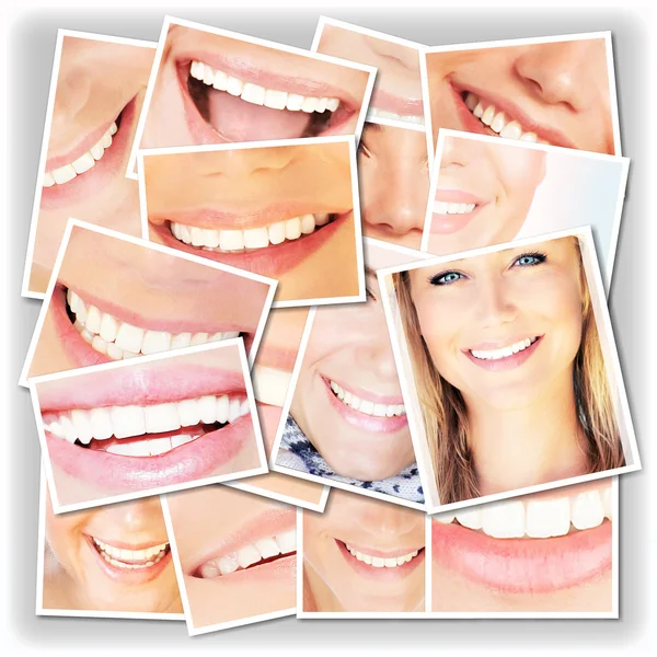 Facce sorridenti collage — Foto Stock