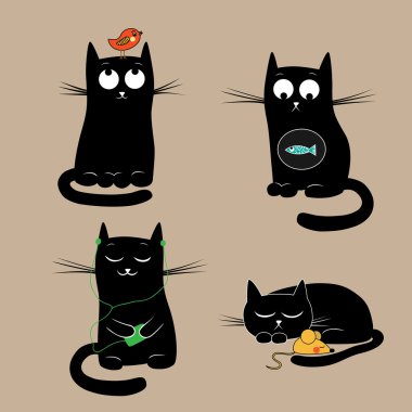 Funny cats. Vector illustration clipart