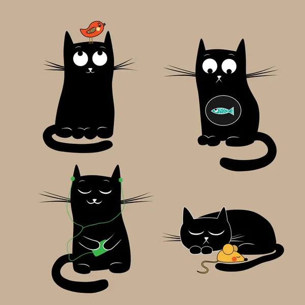 Funny cats. Vector illustration — Stock Vector