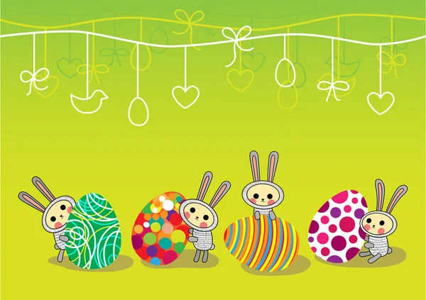 Easter Rabbits. Vector Illustration — Stock Vector