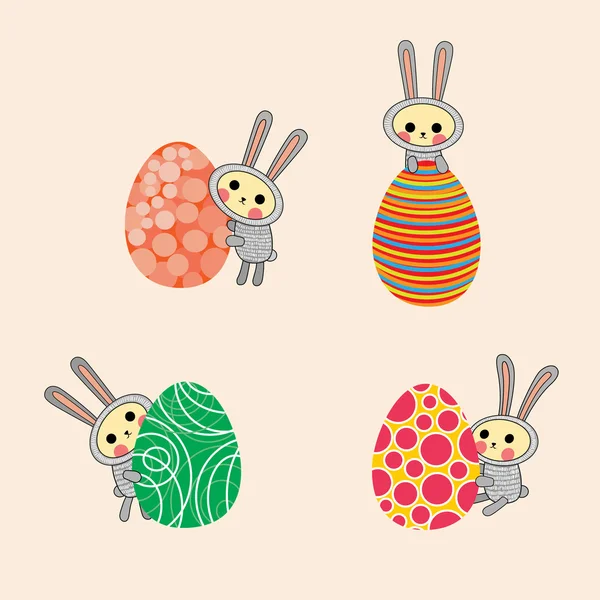Easter rabbits. Vector illustration — Stock Vector