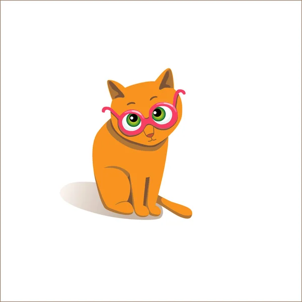 Funny cat in glasses. Vector illustration — Stock Vector