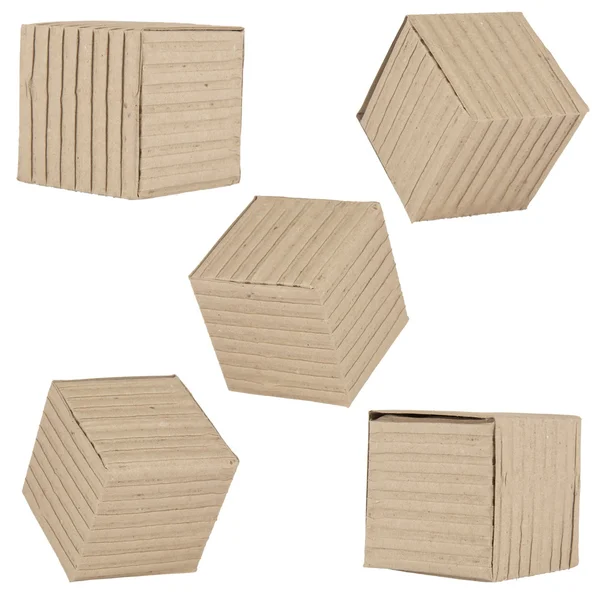 Five packages made of corrugated cardboard — Stock Photo, Image