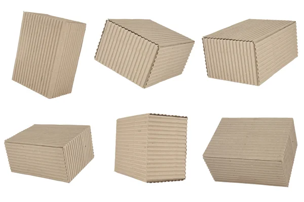 Six corrugated cardboard packages — Stock Photo, Image