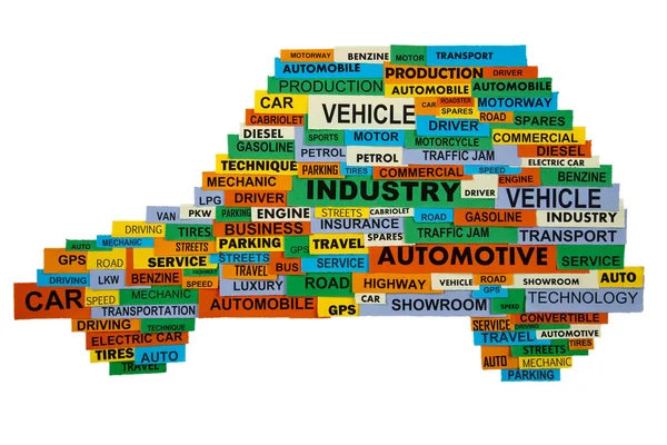 Slova popisující automobilový průmysl — Stock fotografie
