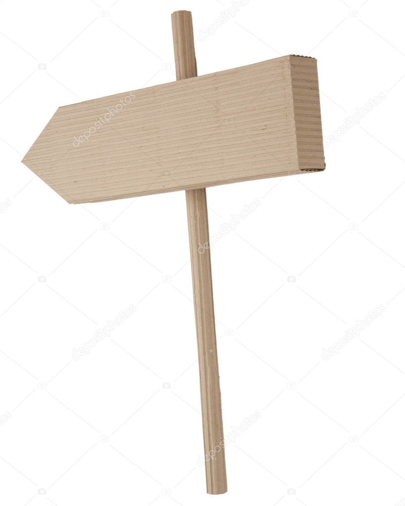 Signpost made of cardboard