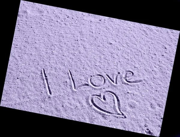 Love and heart in the beach sand — Stock Photo, Image