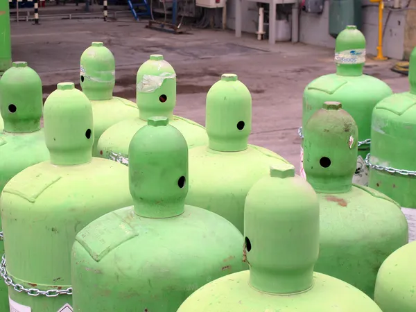 stock image Green gas bottles