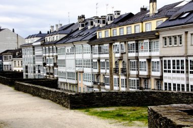 Streets of the old city of Lugo, Spain clipart