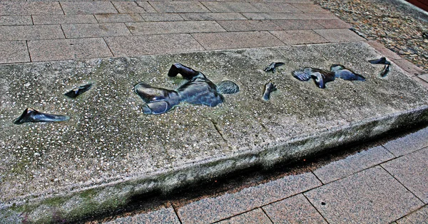 Rzeźba w brąz i betonu zakryte naga para — Zdjęcie stockowe