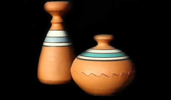 Piezas decoradas de tapas de barro de cerámica — Foto de Stock