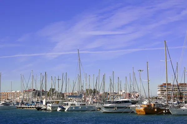Вітрильники порту у приморському місті Торревьеха Іспанії — стокове фото