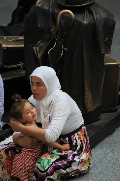 stock image Madrid - OCT 20: Muslim woman with her daughter on OCT 20, 2011