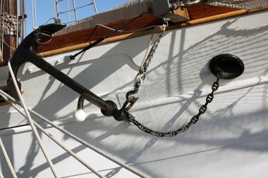 Güzel eski ahşap yelkenli ayrıntılarını