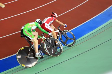 Galapagar, Spain - APRIL 6 - Spain Championship Indoor Track Cyc clipart