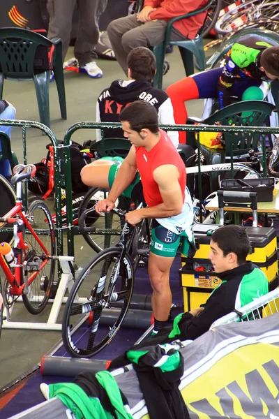Galapagar, Spanje - 6 april - Spanje kampioenschap indoor track cyc — Stockfoto