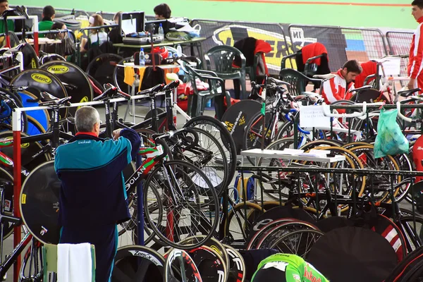 stock image Galapagar, Spain - APRIL 6 - Spain Championship Indoor Track Cyc