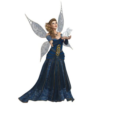 Fairy with a white Butterfly clipart