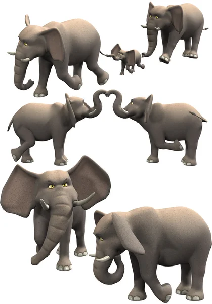 Tecknade elefanter — Stockfoto