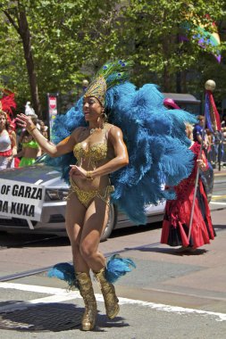 Gay Pride Participant In Colorful Costume clipart