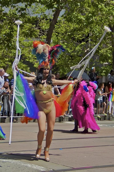 色彩鲜艳服装的同性恋自豪参与者 — 图库照片