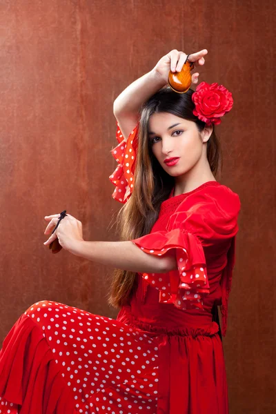 Castanets cigano flamenco dançarina Espanha menina — Fotografia de Stock