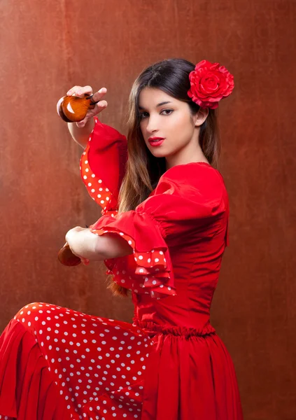 Kasztanyetta cigány flamenco táncos Spanyolország lány — Stock Fotó