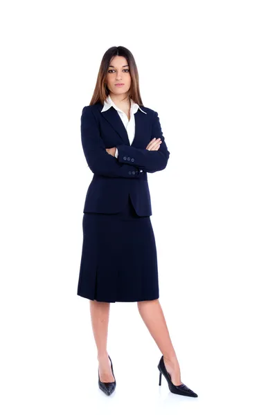 Asian indian business woman full length with blue suit — Stock Photo, Image