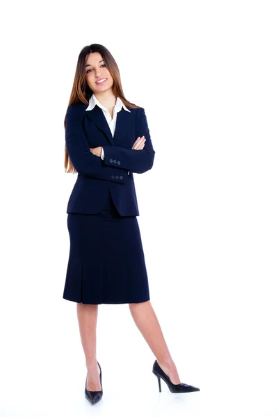 Asian indian business woman full length with blue suit — Stock Photo, Image